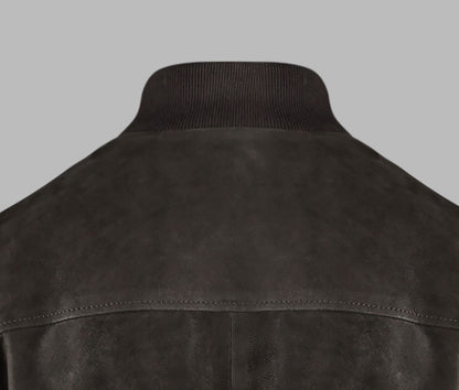 Coffee Brown Suede Leather Jacket For Men