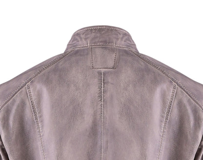 Grey Classsic Biker Leather Jacket For Womens