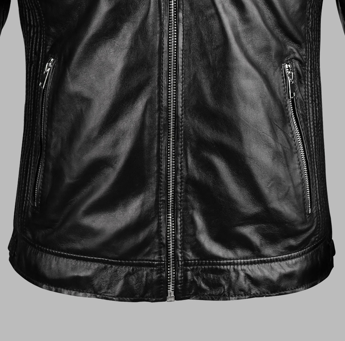 Black Leather Motorcycle Jacket For Men