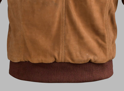 Brown Suede Bomber Jacket For Men