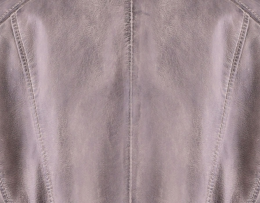 Grey Classsic Biker Leather Jacket For Womens