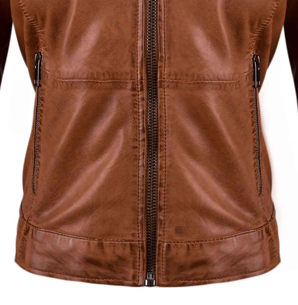 Womens Brown Biker Leather Jacket