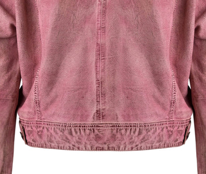 Waxed Purple Fashion Leather Jacket For Womens