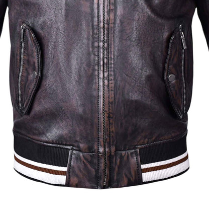 Mens Aviator Bomber Leather Jacket