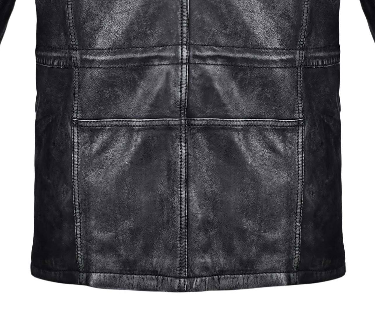 Mens Aviator Black Long Leather Jacket