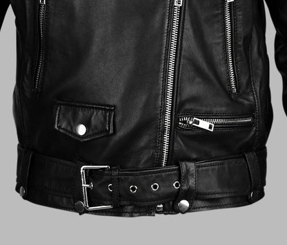 Black Real Leather Biker Jacket