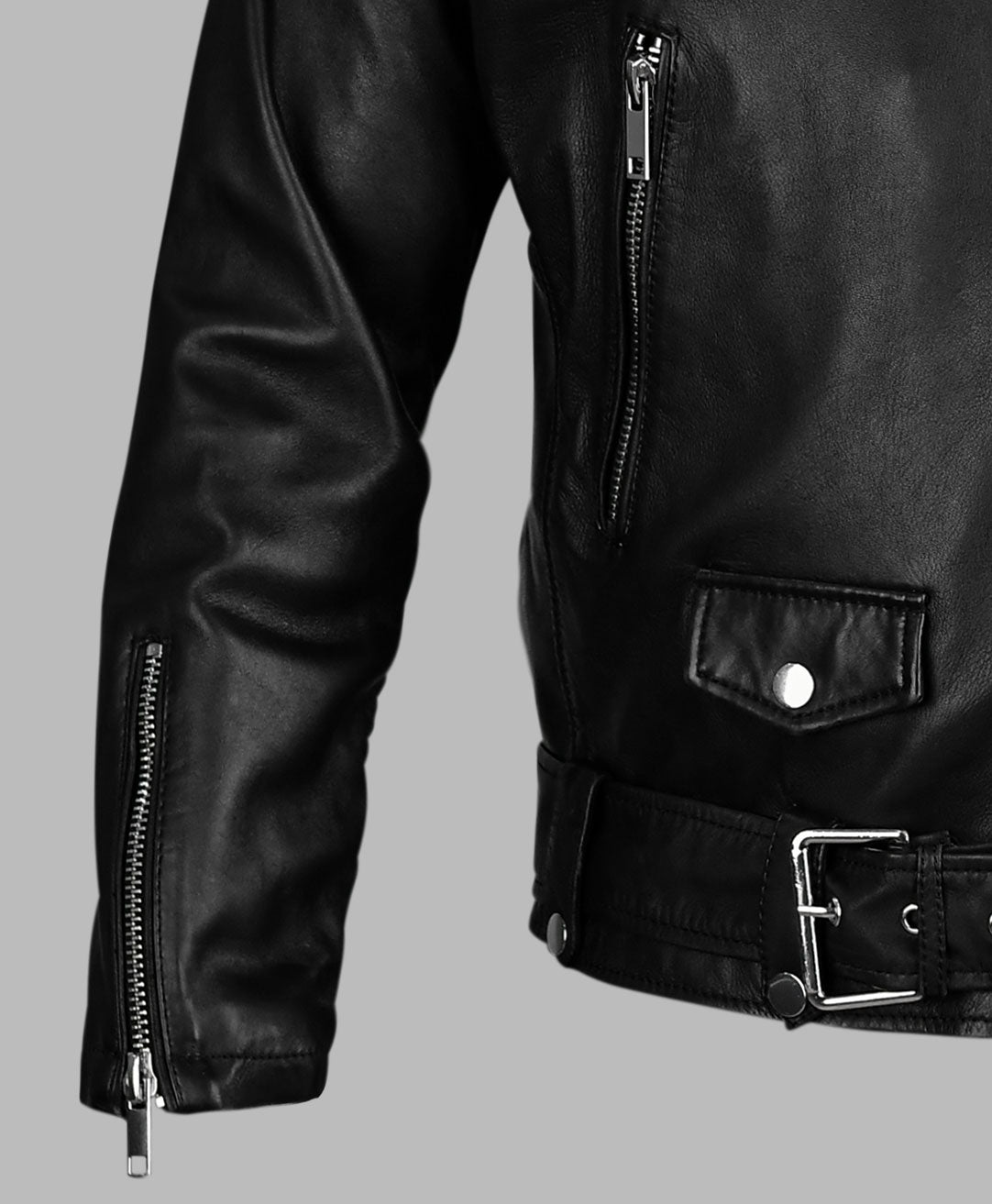 Black Real Leather Biker Jacket