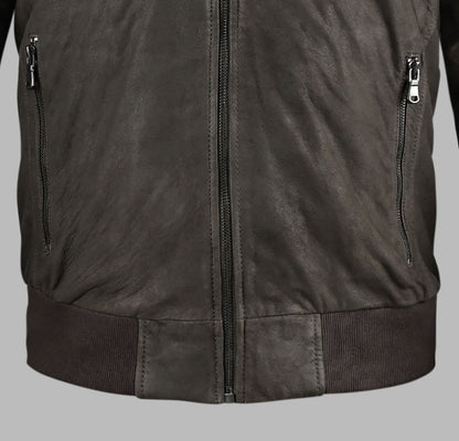 Coffee Brown Suede Leather Jacket For Men