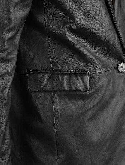Black Leather Blazer For Men