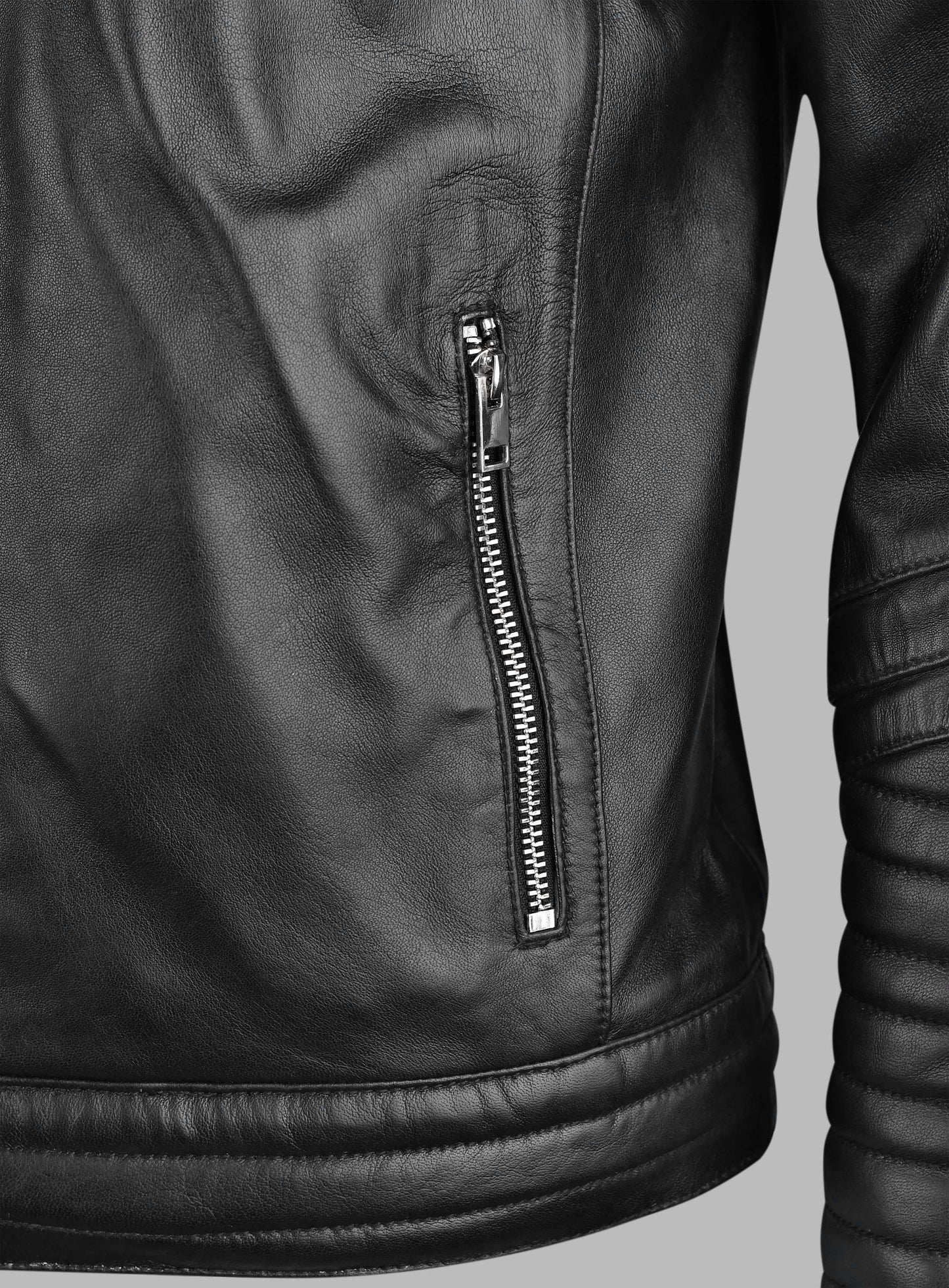 Quilted Leather Jacket Black For Mens