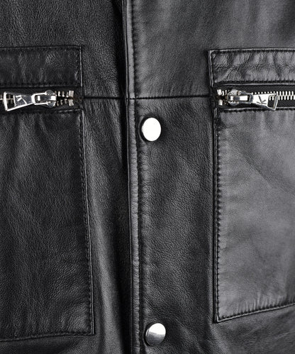 Classic Black Leather Shirt For Men