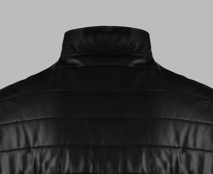 Mens Black Down Leather Jacket