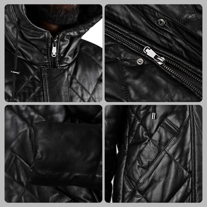 Long Black Leather Coats For Mens With Hood