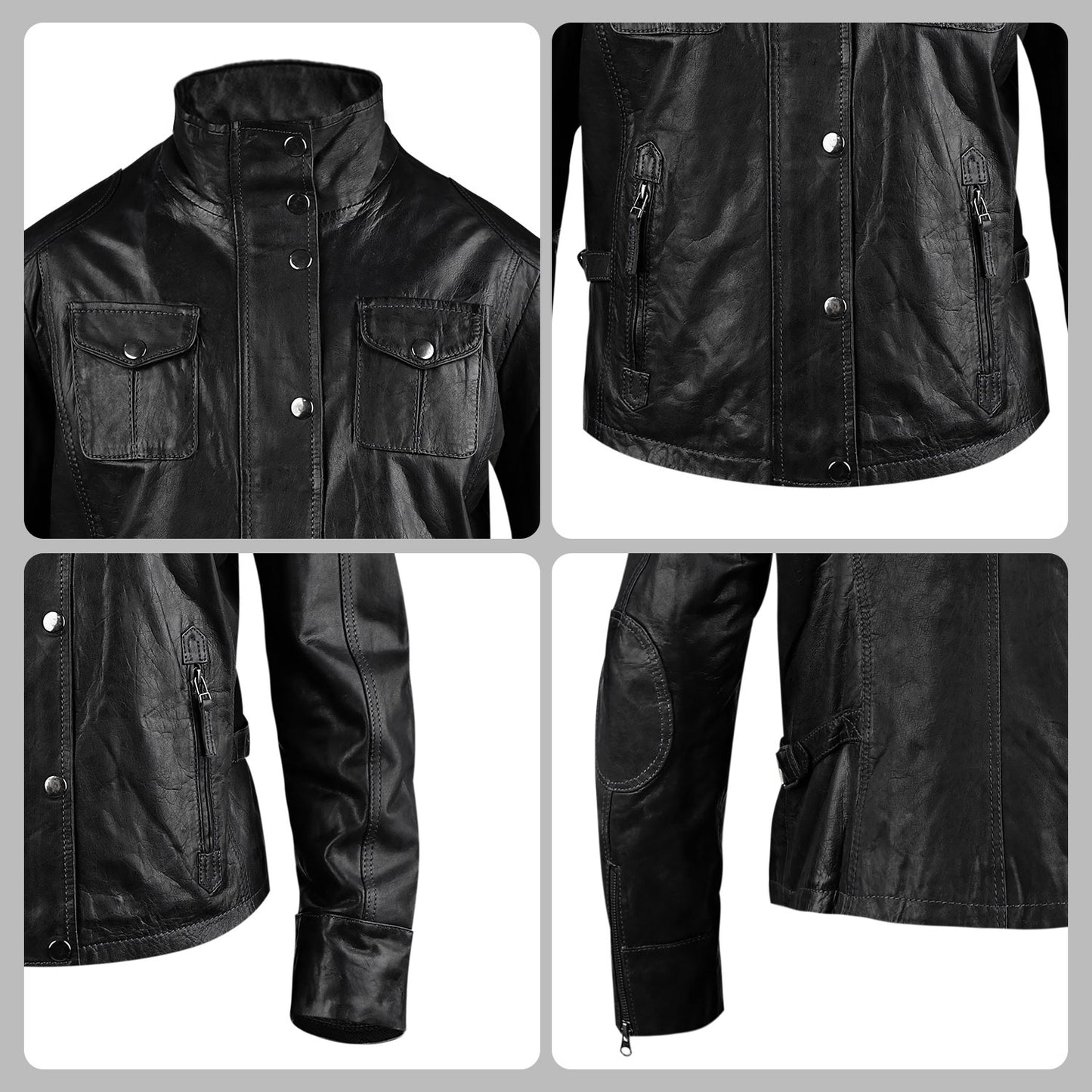 Black Real Leather Biker Jacket