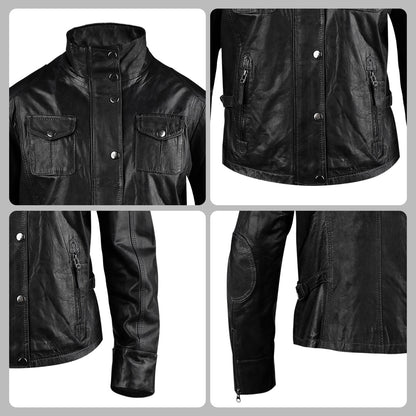 Black Real Leather Biker Jacket