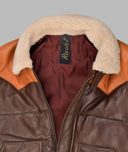 Aviator Leather Jacket Brown For Men