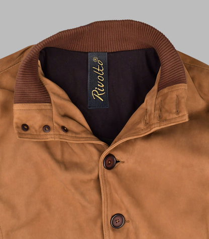 Brown Suede Bomber Jacket For Men
