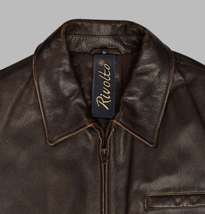Dark Brown Vintage Leather Biker Jacket
