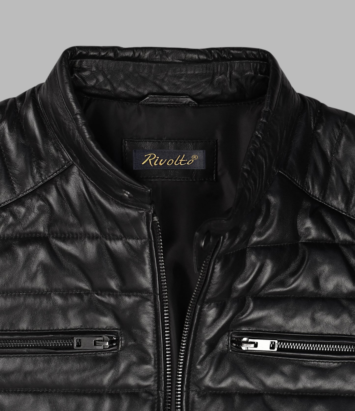 One Block Black Down Leather Jacket