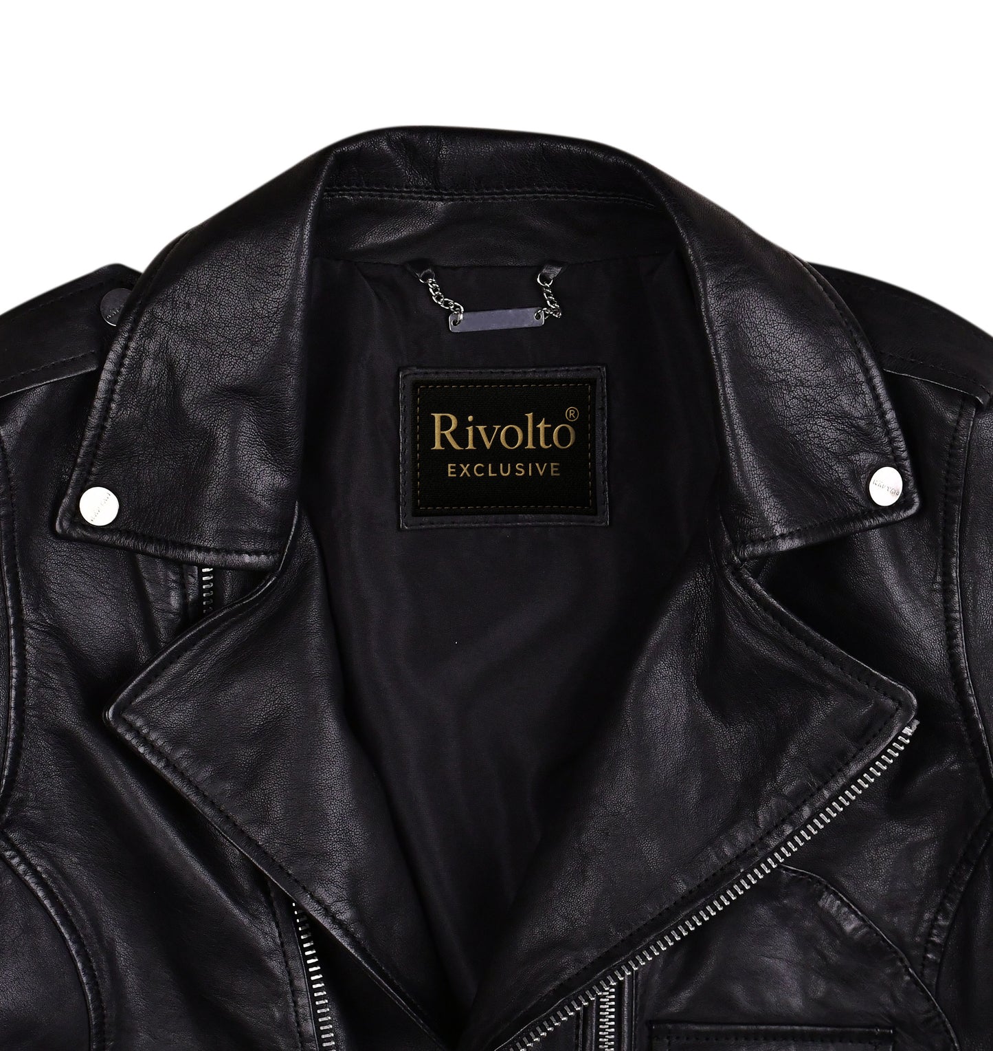 Black Cropped Biker Leather Jacket For Women