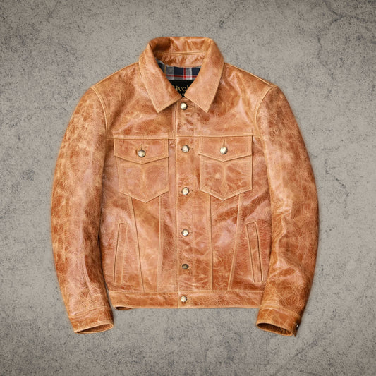Retro Brown Leather Jacket Shirt