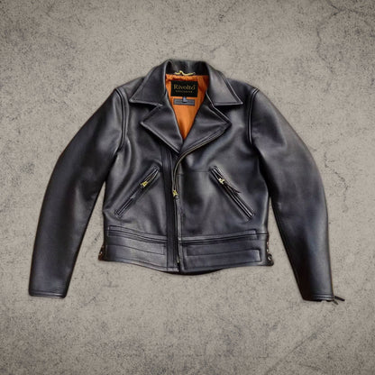 Double Rider Black Leather Motorcycle Jacket