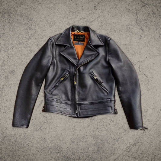 Double Rider Black Leather Motorcycle Jacket