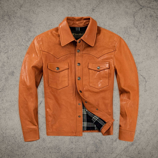 Vintage Brown Leather Jacket Shirt