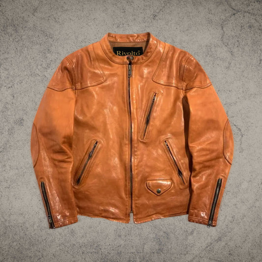 Japanese Vintage Brown Biker Leather Jacket