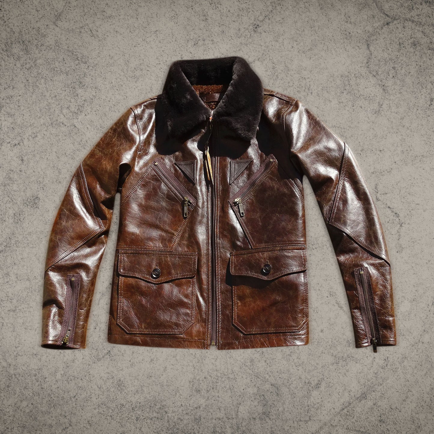 Brown Leather Aviator Jacket Mens