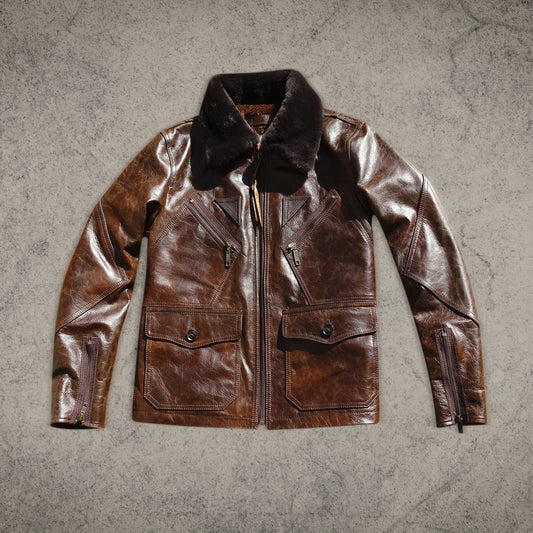 Brown Leather Aviator Jacket Mens