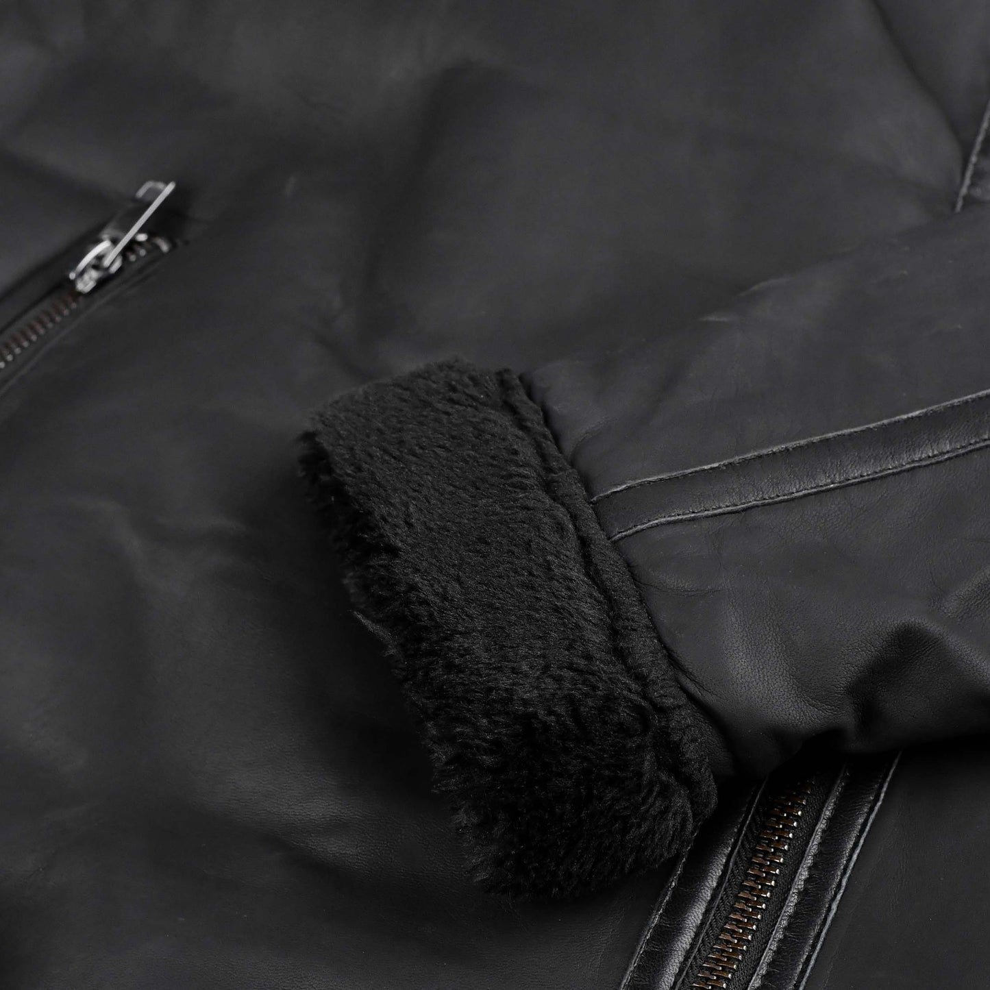 Black Sheepskin Mens Biker Jacket