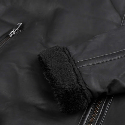 Black Sheepskin Mens Biker Jacket