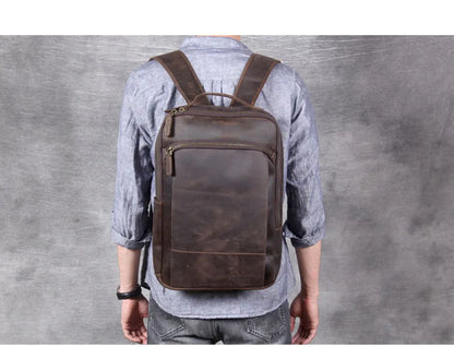 Unisex Vintange Crazy Horse Leather Backpack