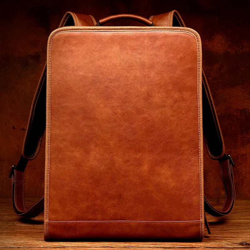 Mens Brown Leather Backpack For Work  Or School
