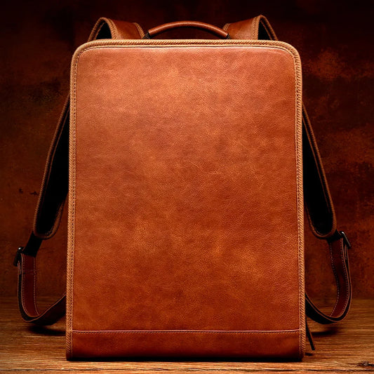 Mens Brown Leather Backpack For Work  Or School