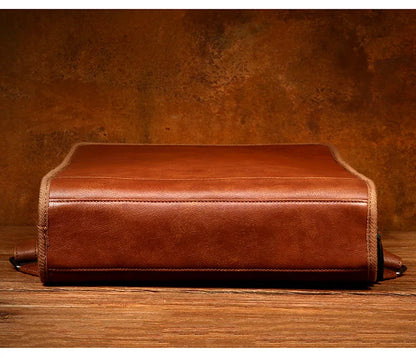 Mens Brown Leather Backpack For Work  Or School