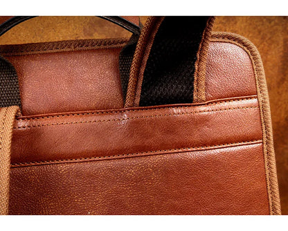 Mens Brown Leather Backpack For Work  Or School