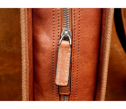 Mens Brown Leather Backpack For Work  Or School