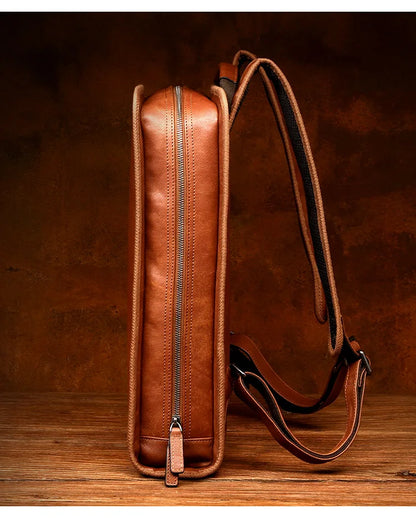 Mens Brown Leather Backpack For Work  Or School