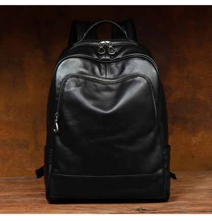 Unisex Black Leather Rucksack - Work Backpack