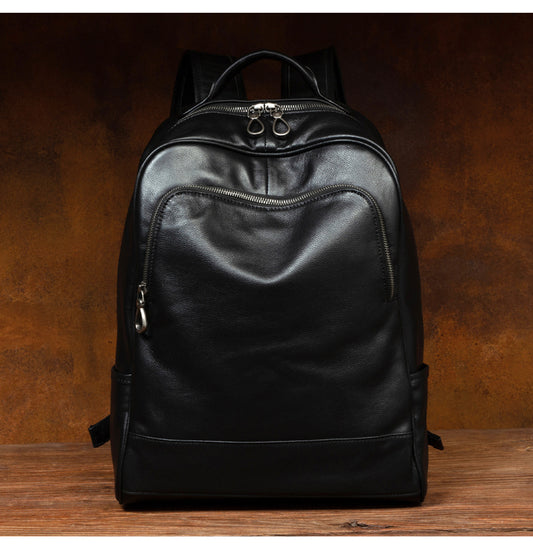 Unisex Black Leather Rucksack - Work Backpack