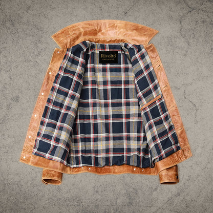 Retro Brown Leather Jacket Shirt