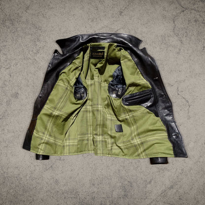 Black Leather Moto Jacket With Belt