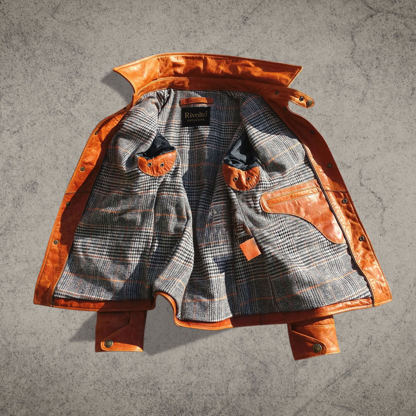 Japanese Inspired Tan Brown Leather Biker Jacket Shirt
