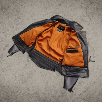 Double Rider Black Leather Motorcycle Jacket