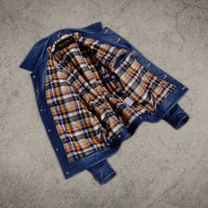 Denim Style Blue Leather Shirt Jacket