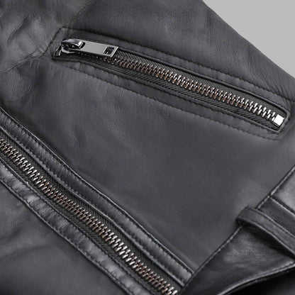 Black Sheepskin Mens Biker Jacket