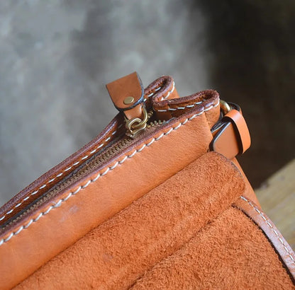 Unisex Soft Brown Leather Messanger Bag