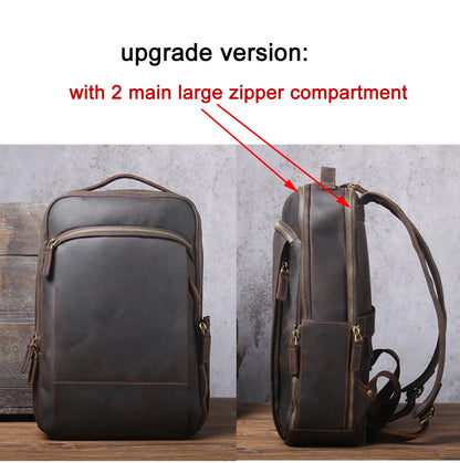 Unisex Vintange Crazy Horse Leather Backpack